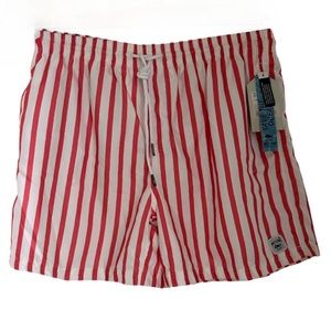 NWT Spicy Tuna Men's Red Striped Swimsuit, Size XL
